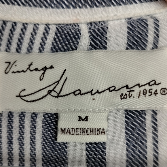 Vintage Havana Dip-Dyed Lace-Up Top in Navy/Blues/White Stripes Sz. M - Picture 8 of 10